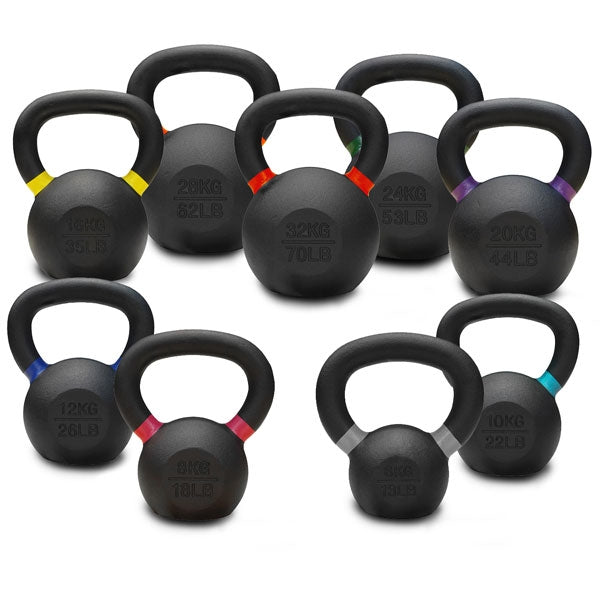 6KG TO 32KG PREMIUM POWDER COATED KETTLEBELLS SINGLE PACK Commercial