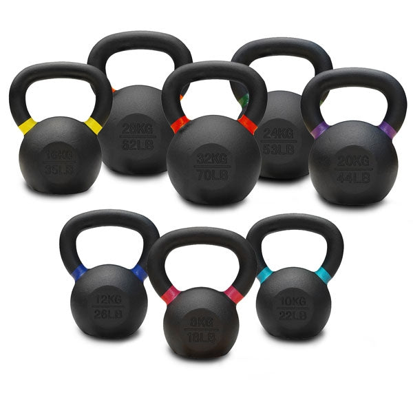 8KG TO 32KG PREMIUM POWDER COATED KETTLEBELLS SINGLE PACK Commercial
