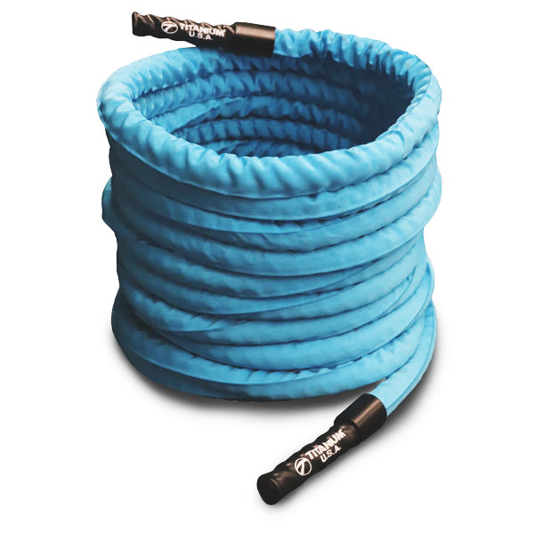 15 METRE BLUE NYLON COVERED BATTLE ROPE - 38MM THICK – Commercial ...