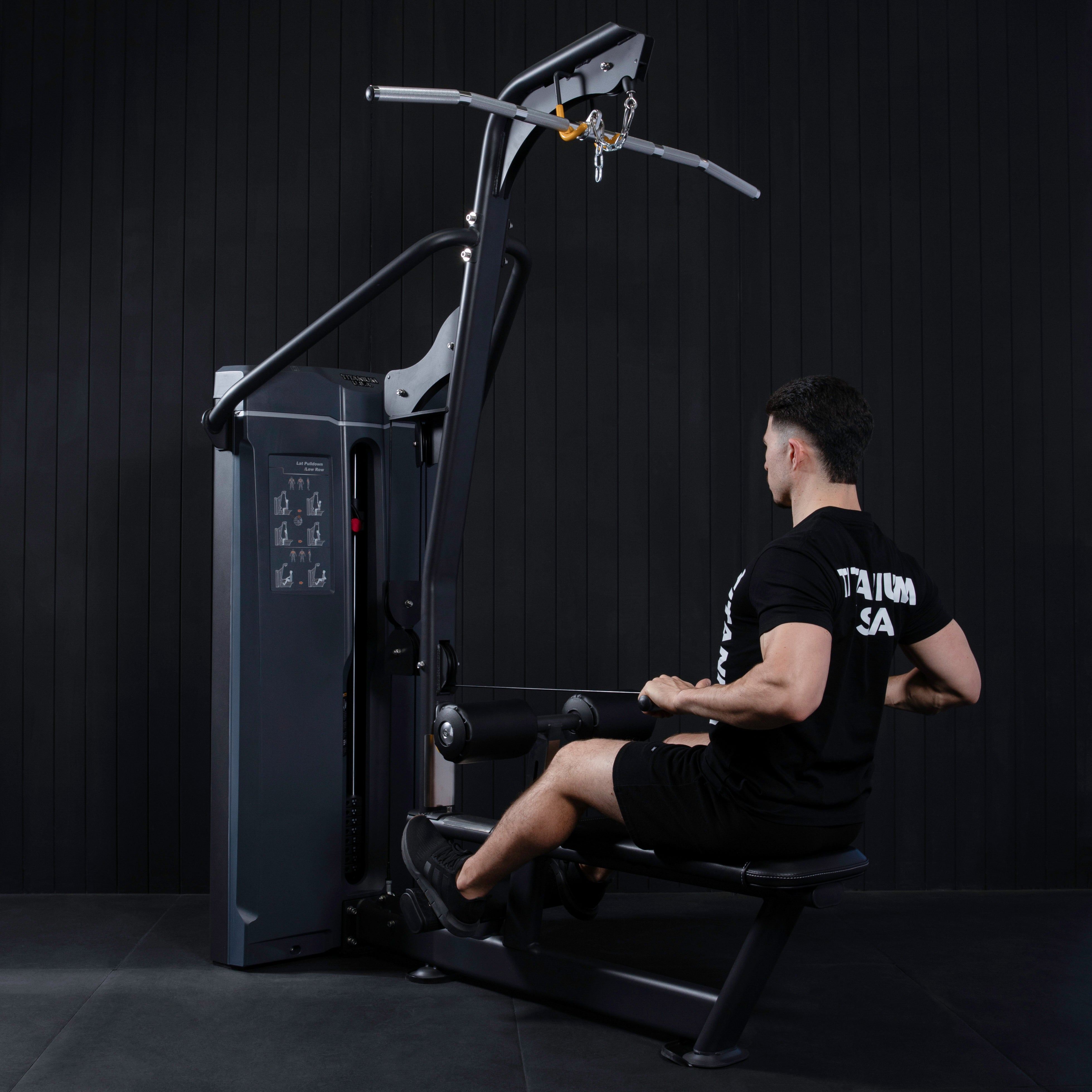 Commercial Machine Rows TITANIUM USA HARVARD DUAL SERIES LAT PULLDOWN & SEATED ROW MACHINE ...
