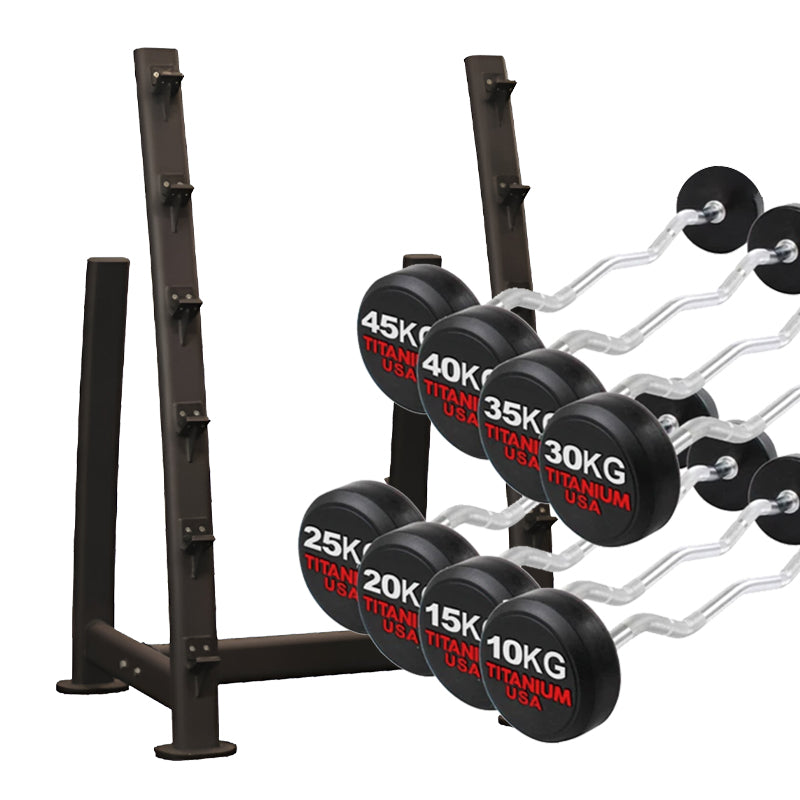 Small Curl Rack TITANIUM USA FIXED CURL BAR & RACK PACKAGE 10KG - 45KG – Commercial ...