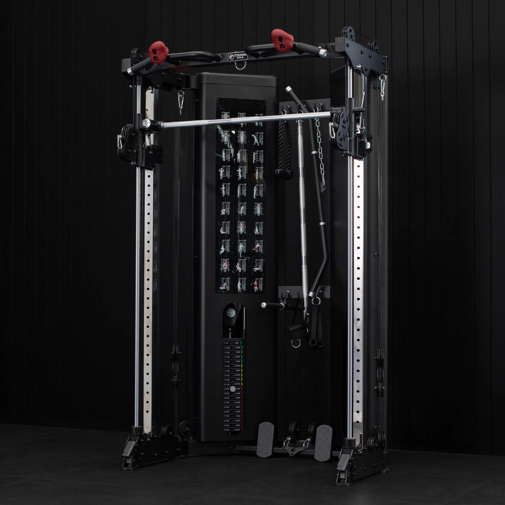 TITANIUM USA R50 FOLDING FUNCTIONAL SMITH MACHINE WITH WEIGHT STACKS ...