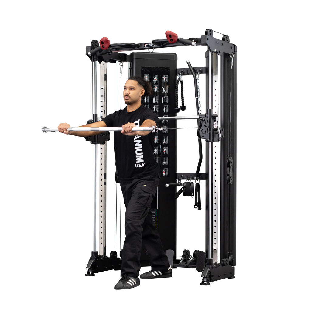 TITANIUM USA R50 FOLDING FUNCTIONAL SMITH MACHINE WITH WEIGHT STACKS ...