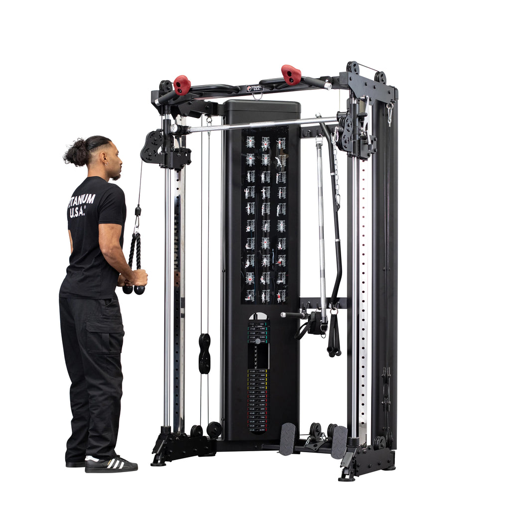 TITANIUM USA R50 FOLDING FUNCTIONAL SMITH MACHINE WITH WEIGHT STACKS ...