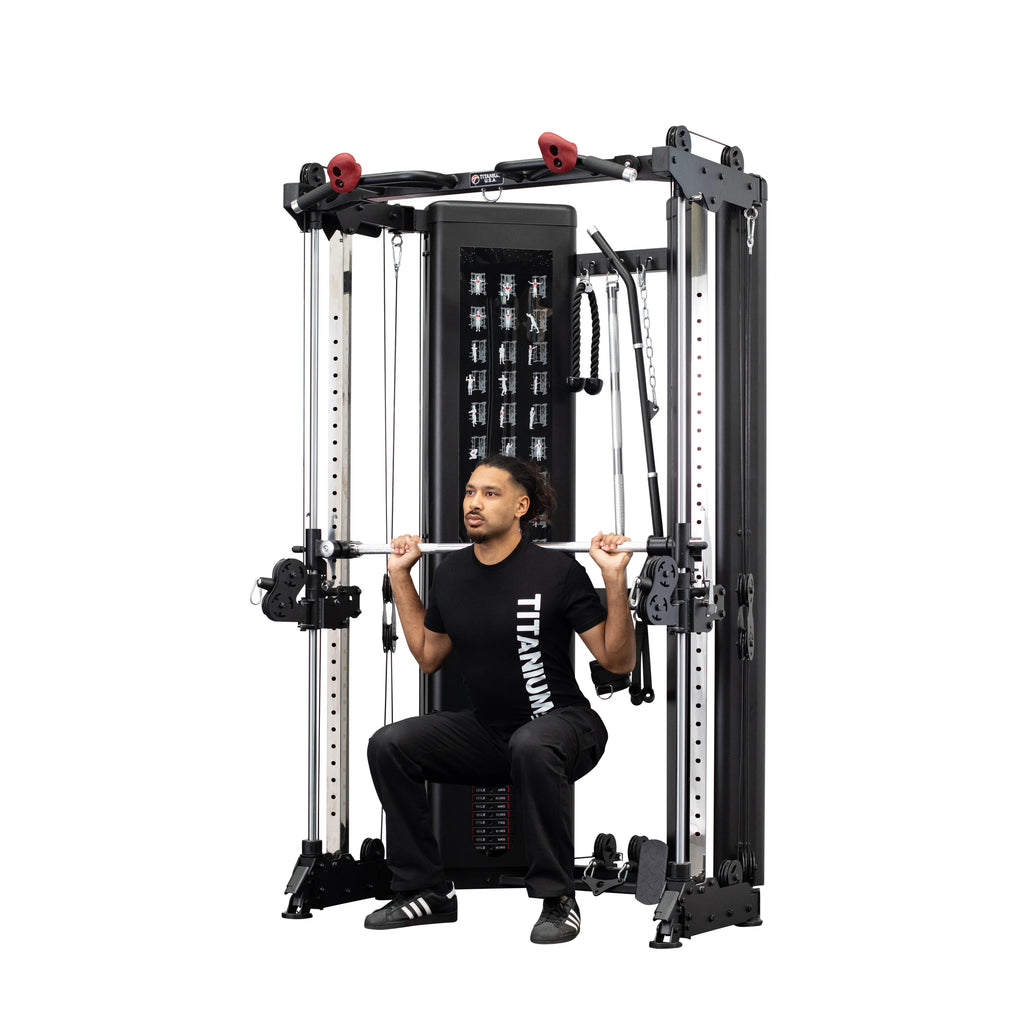 TITANIUM USA R50 FOLDING FUNCTIONAL SMITH MACHINE WITH WEIGHT STACKS ...