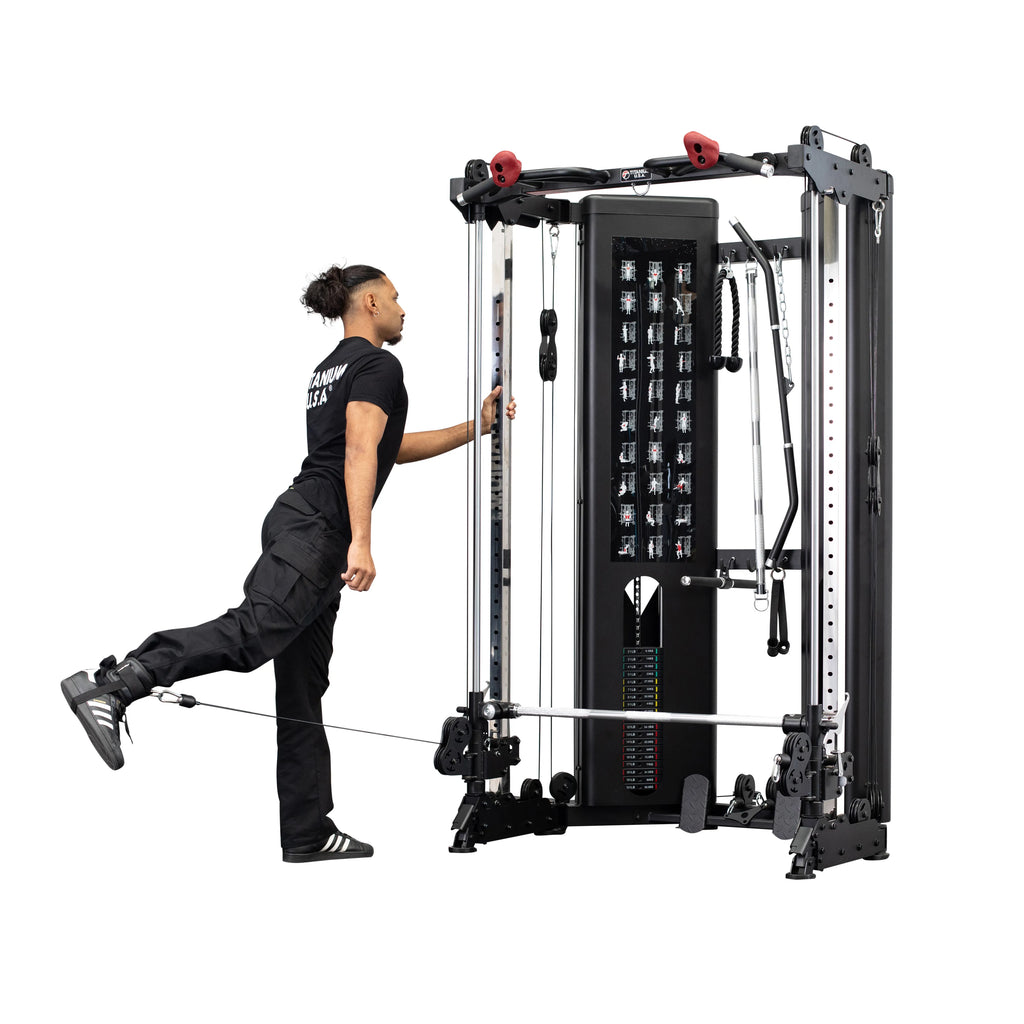 TITANIUM USA R50 FOLDING FUNCTIONAL SMITH MACHINE WITH WEIGHT STACKS ...