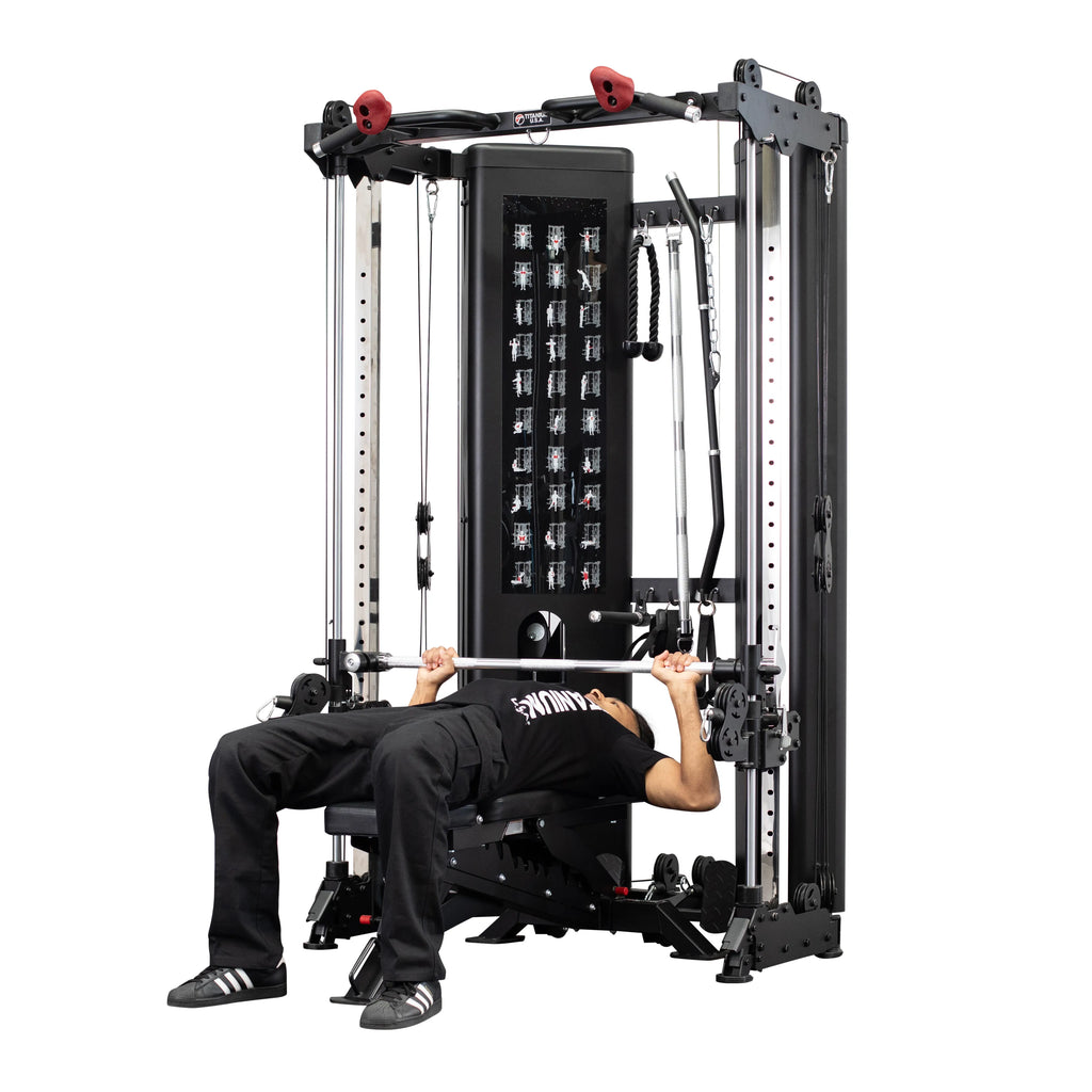 TITANIUM USA R50 FOLDING FUNCTIONAL SMITH MACHINE WITH WEIGHT STACKS ...