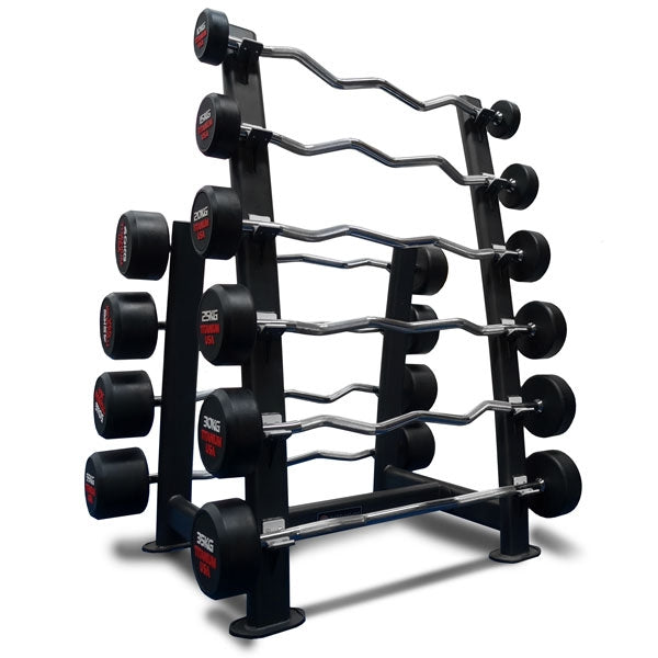 TITANIUM USA 10KG 55KG FIXED CURL BAR AND RACK PACKAGE