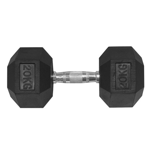 20KG HEX RUBBER COATED DUMBBELL- TITANIUM USA